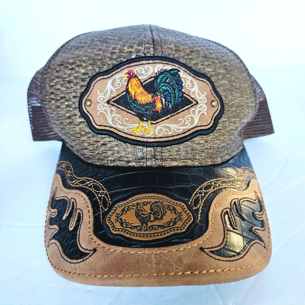 Rooster‎ Trucker Hat Western Faux Croc Embroidered Gallo Snapback Gorra Cachucha